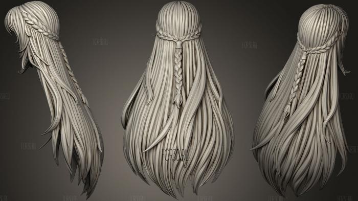 Stylized Hair 12 stl model for CNC